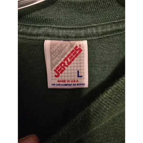 Vintage Jerzees New York City Green Short Sleeve T-Shirt Size Large Made In USA - Picture 8 of 14